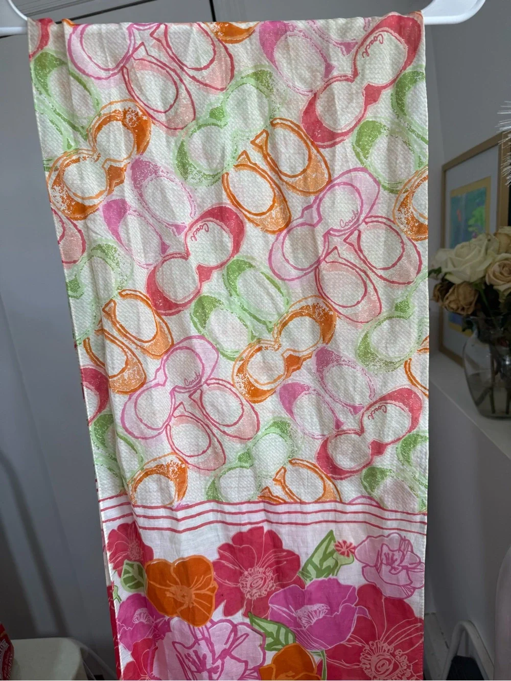Vintage Coach Poppy Scribble Signature Scarf